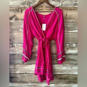 FREE PEOPLE-NEW-Delilah Wrap Dress in Pink